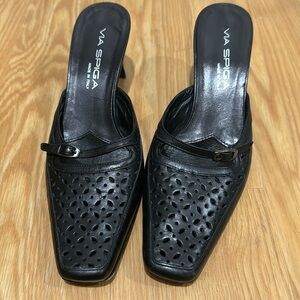 Vintage Via Spiga Black leather Mules